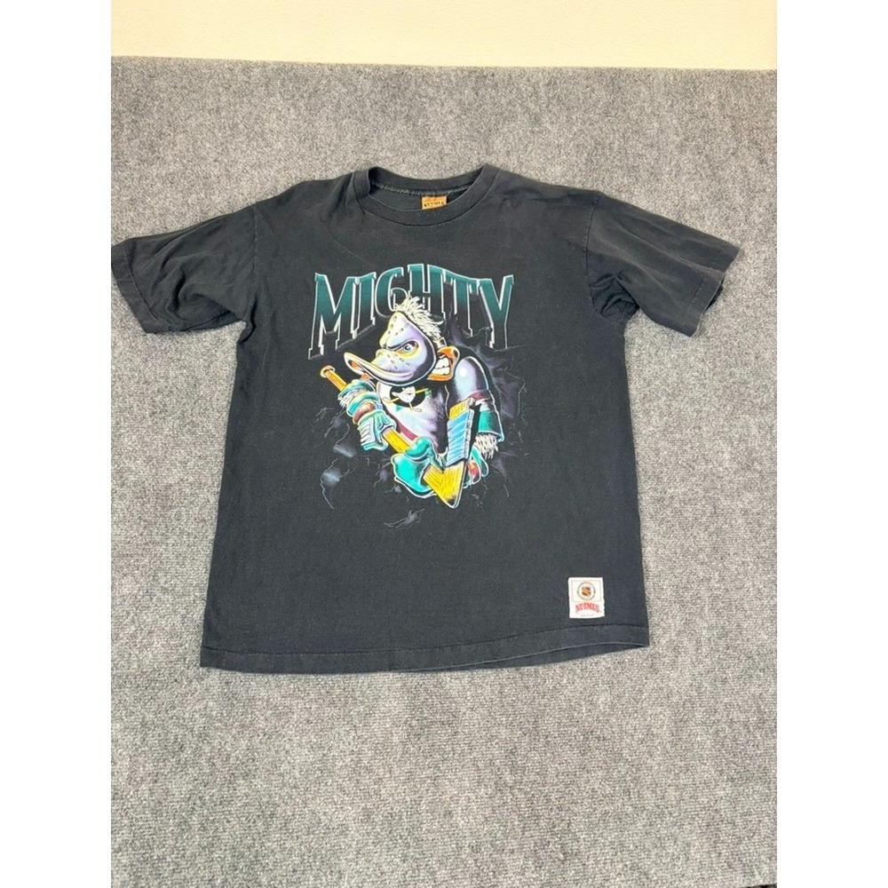 90s Mighty Ducks Nutmeg Mills Single StitchBlack T-Shirt Short Sleeve Size Large